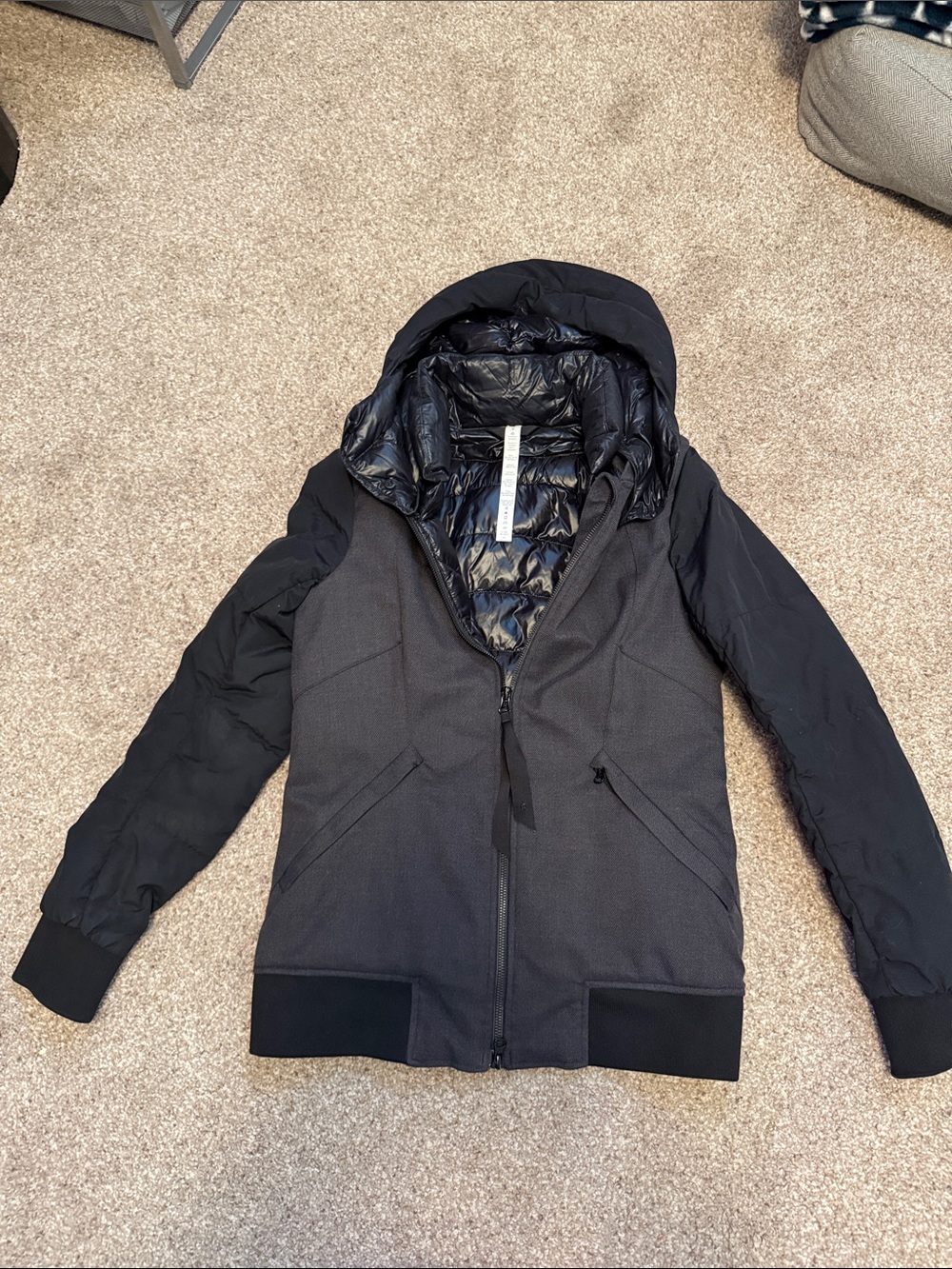 lululemon athletica Black Hooded Puffer Jacket